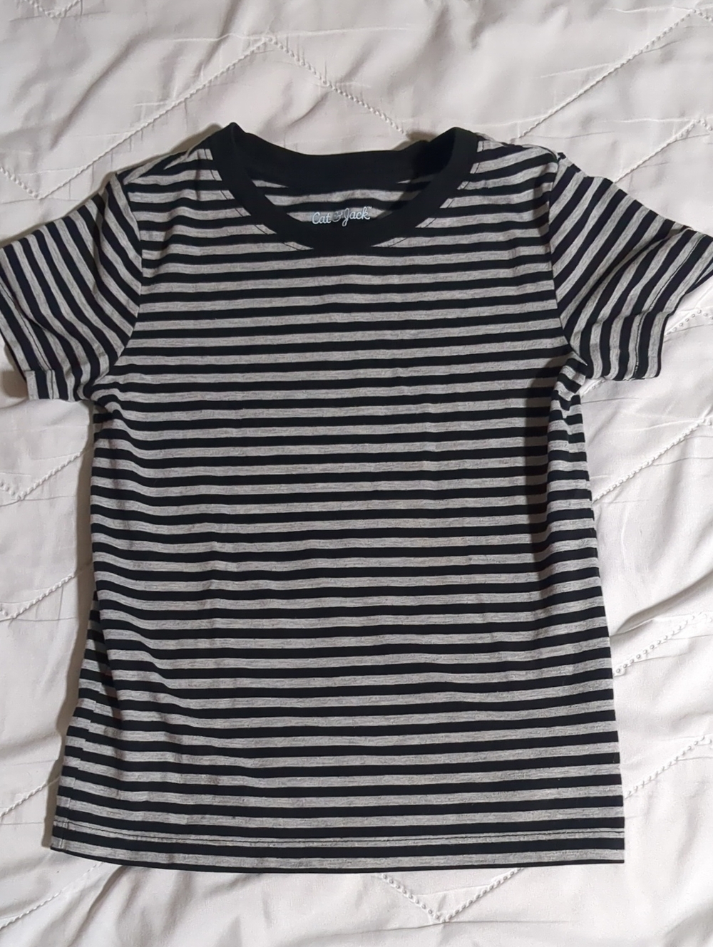 Cat&Jack Black & Gray Striped Short Sleeve Tee
